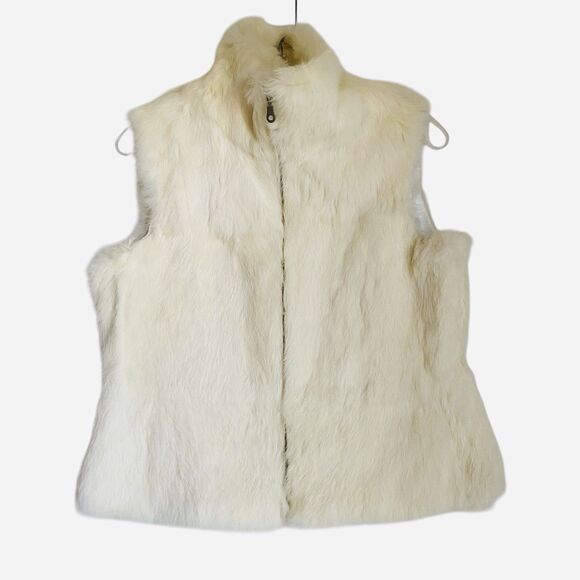 Vintage Rabbit Fur Vest Women M Ivory More Dash Than Cash Y2K Romantic - Picture 1 of 6